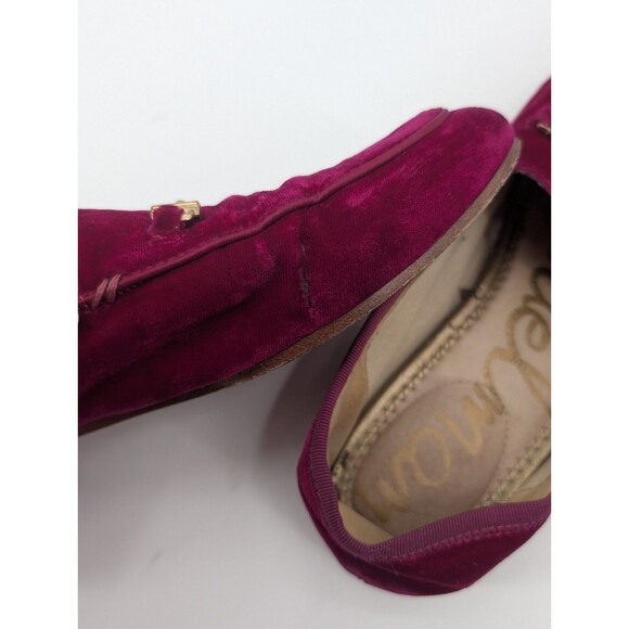 Sam Edelman Lorraine Velvet Fushia Pink Velou Slip on Loafers Gold Accent Size 7 - Picture 9 of 12
